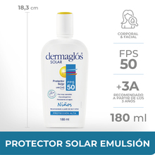 Protector Solar Dermaglos Niños Fps 50 Piel Sensible 180ml