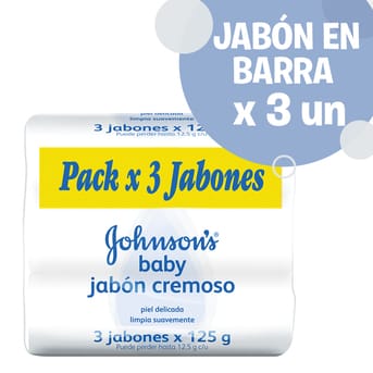Jabón en Barra para Bebé Johnson's Baby Cremoso 80g x 3un