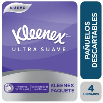 Pañuelos Descartables Kleenex Ultra Suave 4 Paquetes 10un c/u