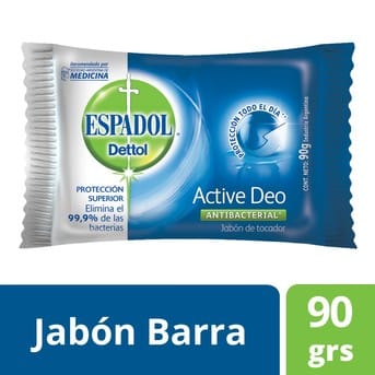 Jabón Antibacterial Manos Espadol Dettol Active Deo 90g 1un