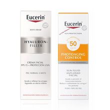 Kit Eucerin Hyaluron-Filler Día Piel Normal a Mixta 50ml + Sun Fluido Antiedad FPS 50 50ml
