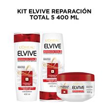 Kit Elvive Reparación Total 5 400ml Shampoo Acondicionador y Crema