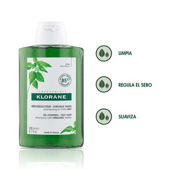 Shampoo Klorane para Cabellos Grasos de Ortiga 200ml