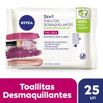Toallitas Desmaquillantes 3 en 1 NIVEA Piel Seca 25 ud