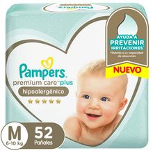 Pañales Pampers Premium Care Plus Talle M 52 Un