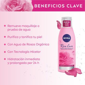 Leche y tónico micelar 2 en 1 NIVEA Rose Care 200 ml