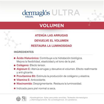 Crema Dermaglós Hidratante de Noche Ultra Volumen x50g