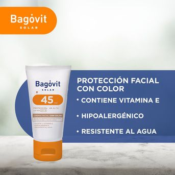 Protector Solar Facial con color Bagóvit Solar FPS 45 por 50 gr