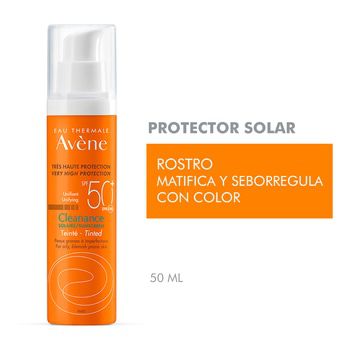 Protector Solar Avene Emulsión Cleanance con color SPF 50+ 50ml