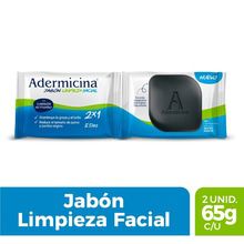 Adermicina Jabón Limpieza Facial Carbón Activado 2u 65g c/u