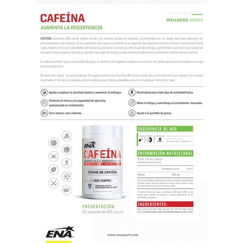 Cafeína Ena Sport Anhidra 60 Cápsulas