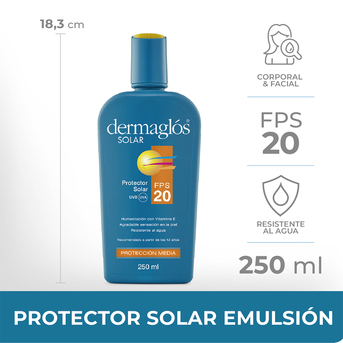 Protector Solar Dermaglós FPS20 Emulsión x250ml