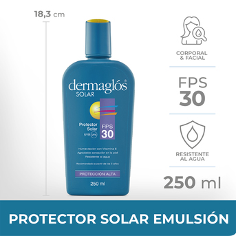 Protector Solar Dermaglos Fps 30 Emulsión Piel Sensible 250ml