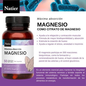 Magnesio Natier + Vitamina E 50 Cápsulas