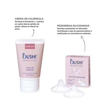 Kit Bushi para madres Crema 50g y Pezoneras x2