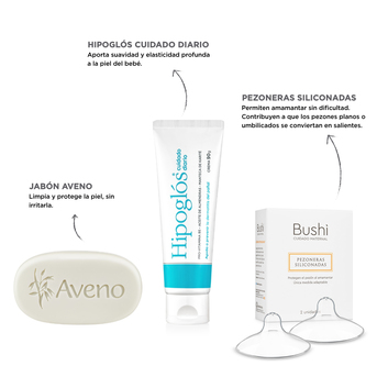 Kit crema Hipoglós + Jabón Aveno + Pezoneras Bushi