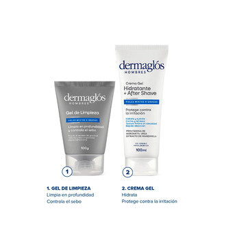 Kit Dermaglós Hombres Rutina Facial Limpieza + Hidratación