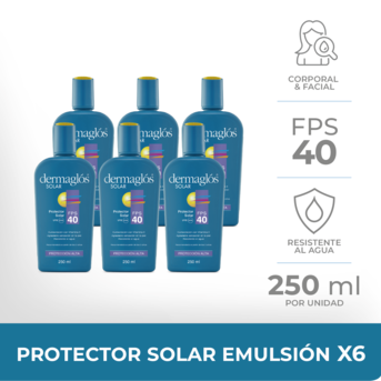 Kit Protector Solar Dermaglós Emulsion FPS 40 x6 Unidades