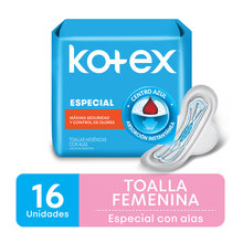 Toallitas higiénicas Kotex Especial con Alas x 16 und