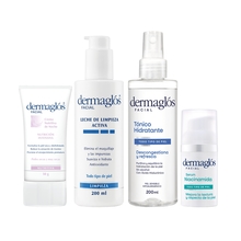 Kit Facial Dermaglós Rutina Piel Seca + Serum Niacinamida