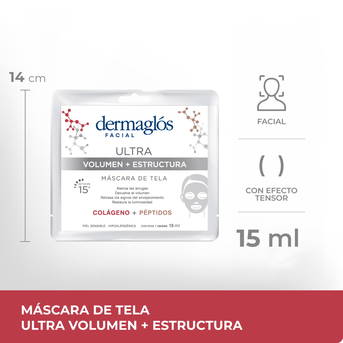 Máscara De Tela Dermaglós Ultra Volumen + Estructura 