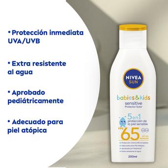 Protector solar NIVEA Babies & Kids Sensitive FPS 65 200 ml