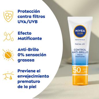 Protector solar facial NIVEA Control Anti-Brillo FPS 50 50 ml