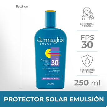 Protector Solar Dermaglos Fps 30 Emulsión Piel Sensible 250ml