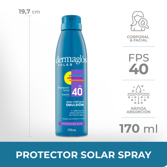 Protector Solar Dermaglós FPS40 Spray Continuo x170ml