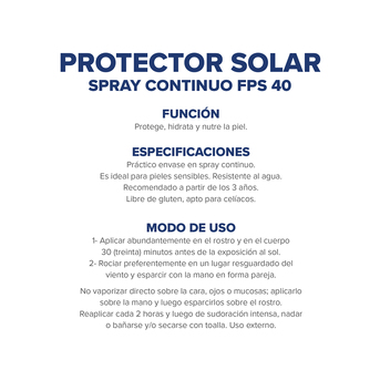 Protector Solar Dermaglós FPS40 Spray Continuo x170ml