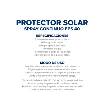 Protector Solar Dermaglós FPS40 Spray Continuo x170ml