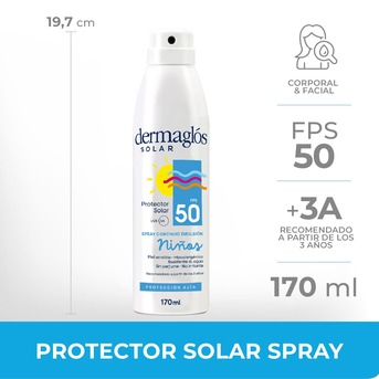 Protector Solar Niños Dermaglós FPS50 Spray Continuo x170ml