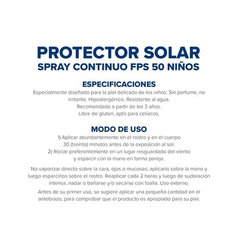 Protector Solar Niños Dermaglós FPS50 Spray Continuo x170ml