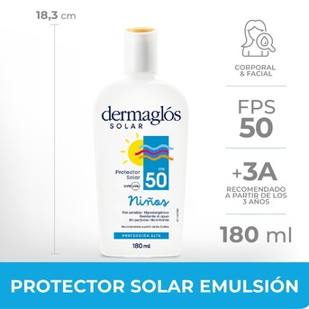 Protector Solar Dermaglos Niños Fps 50 Piel Sensible 180ml