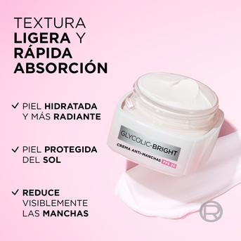 Crema de Dia Loreal Paris Glycolic Bright Day FPS30+ 50g
