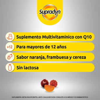 Supradyn Gummies 25 Pastillas Masticables Sabor Naranja, Frambuesa y Cereza