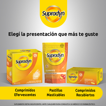 Supradyn Gummies 25 Pastillas Masticables Sabor Naranja, Frambuesa y Cereza