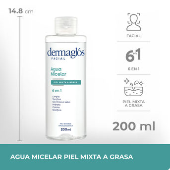 Dermaglós Facial Agua Micelar Piel Mixta a Grasa