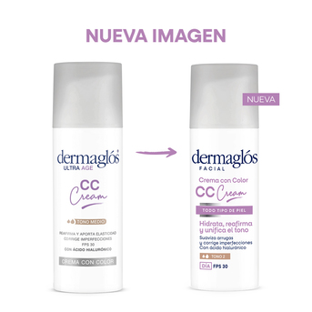 Crema Dermaglós Ultra Age CC Cream con color FPS30 x50g