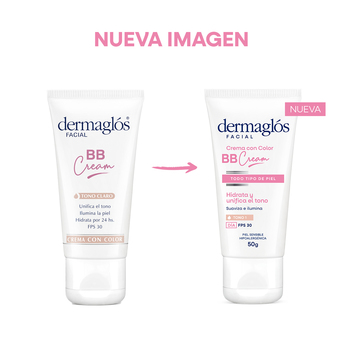Crema con color BB Cream tono claro con FPS30 Dermaglós