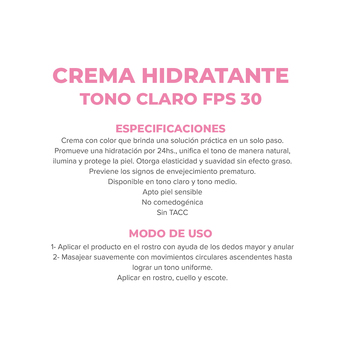 Crema con color BB Cream tono claro con FPS30 Dermaglós