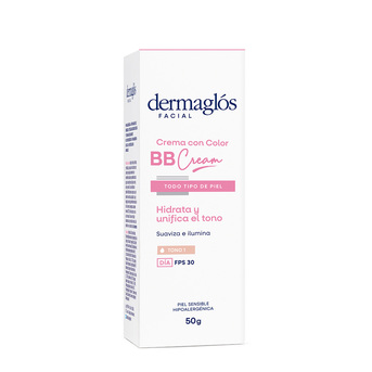 Crema con color BB Cream tono claro con FPS30 Dermaglós