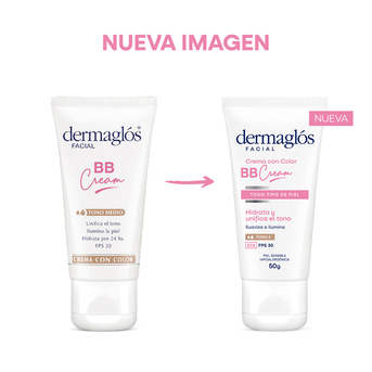 Crema con color BB Cream tono medio con FPS30 Dermaglós