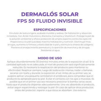 Protector Solar Dermaglós Facial FPS 50 Emulsión Fluida 50g