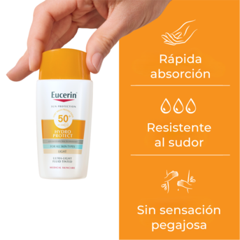 Protector Solar Crema Eucerin Hydro Fluid Tono Claro FPS50+ Facial 50 ml
