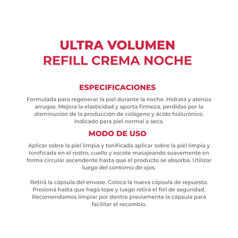 Dermaglós Facial Crema Repuesto Hidratante de Noche Ultra Volumen 50 g