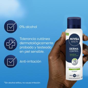 Desodorante antitranspirante NIVEA MEN Derma Control Sensitive en Aerosol x 150 ml