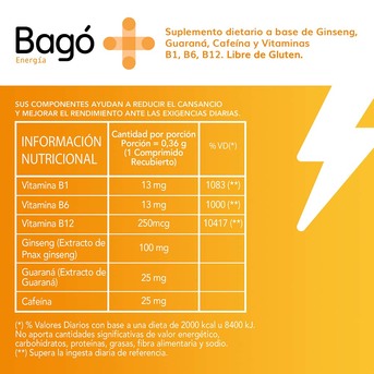 Bagó + Energía Rendimiento Físico 30 Comprimidos