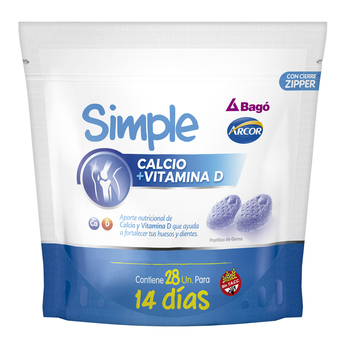 Simple Calcio + Vitamina D Doy Pack Pastillas De Goma 28u
