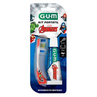 Gum Kit Portatil Infantil Avengers Cepillo + Crema Dental